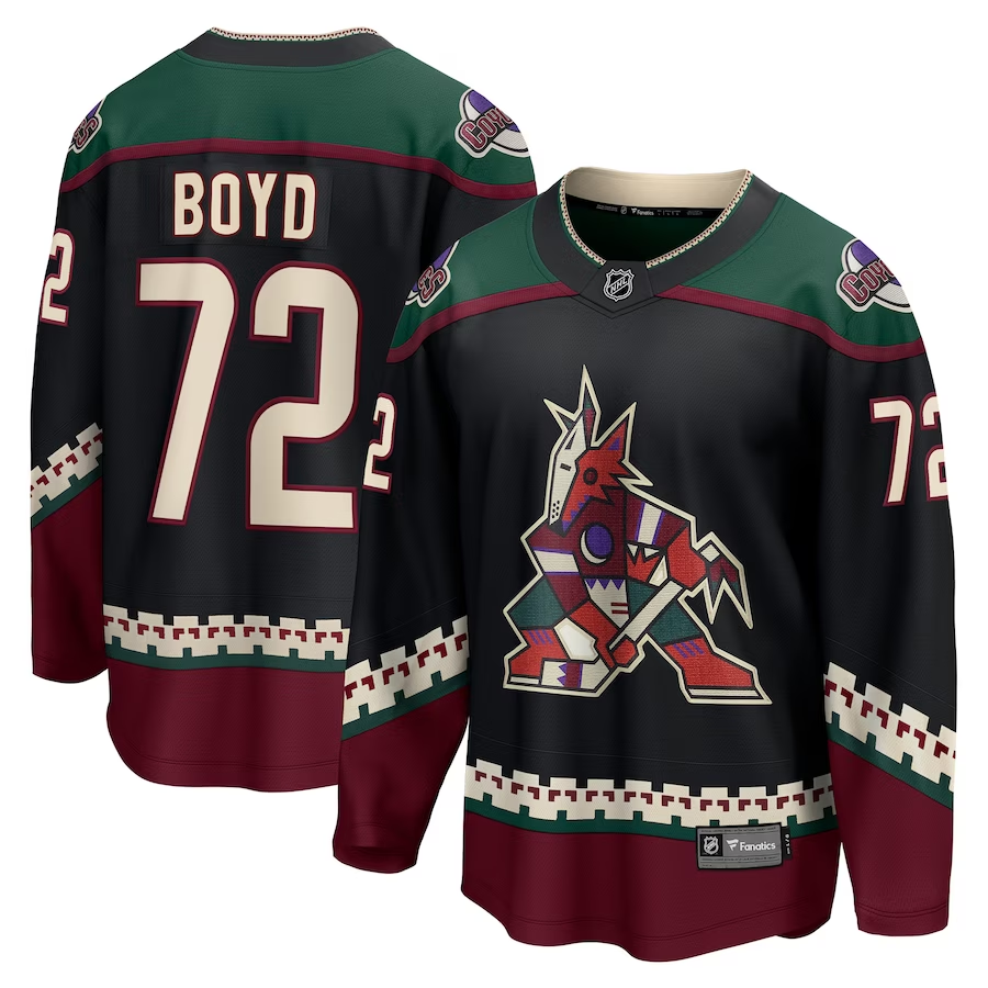 Men's Arizona Coyotes Travis Boyd #72 Black Home Breakaway Jersey